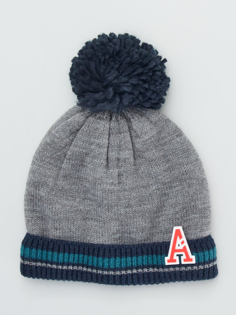 Gorro de malha com letra de fantasia Cinza - Kiabi