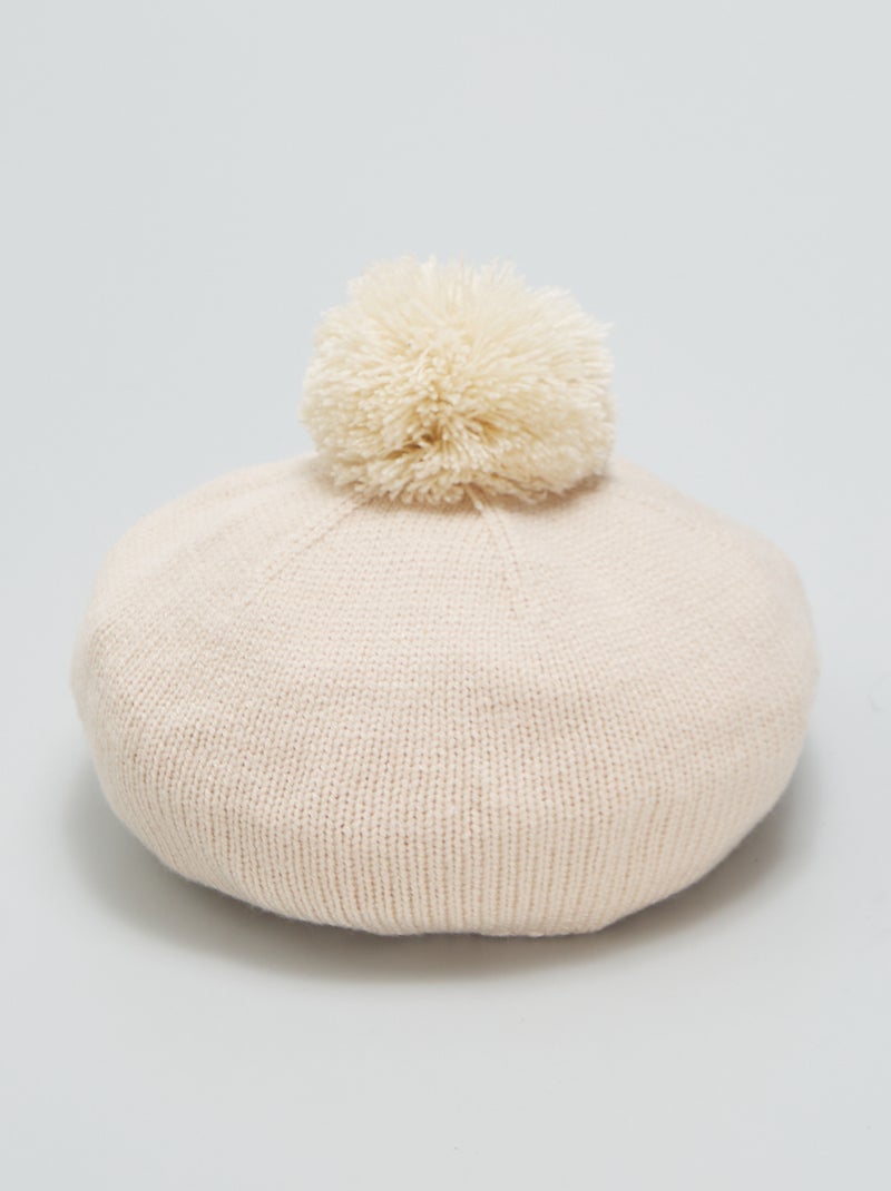 Gorro de malha com pompom BEGE - Kiabi