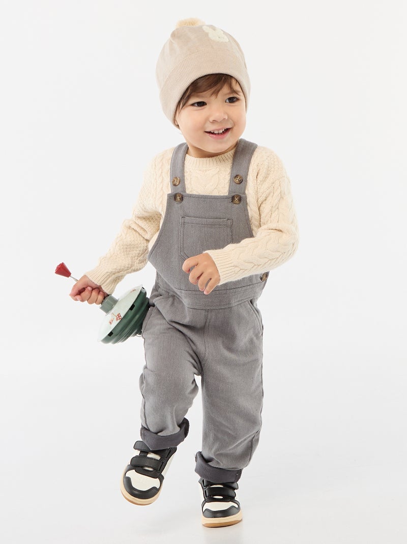 Gorro de malha com pompom Bege - Kiabi