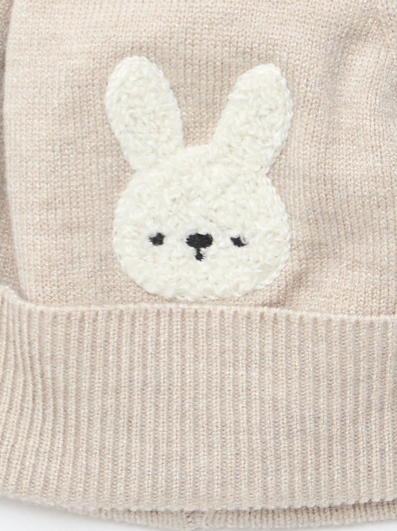 Gorro de malha com pompom Bege - Kiabi