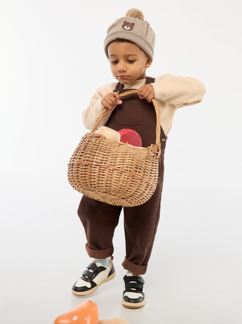 Gorro de malha com pompom Castanho - Kiabi