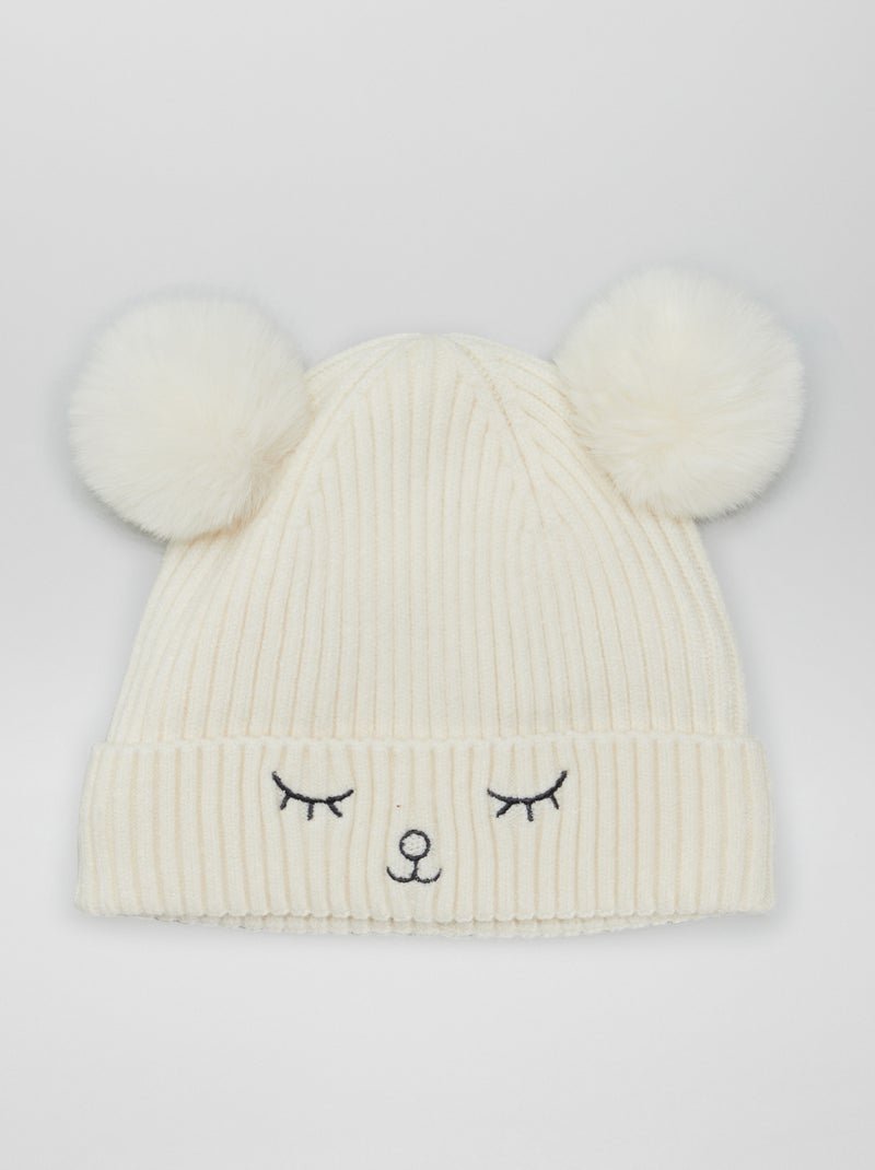 Gorro de malha com pompons BEGE - Kiabi