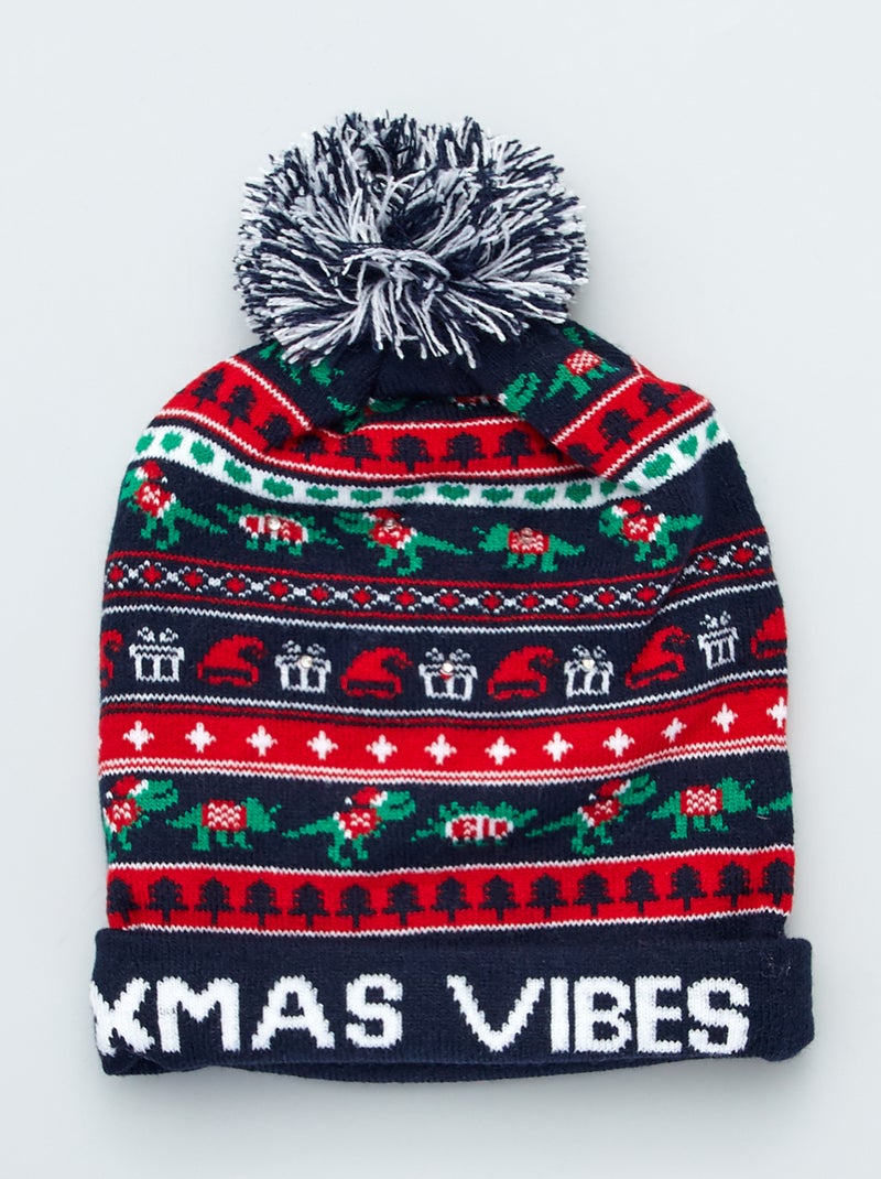 Gorro de Natal com led e pompons BEGE - Kiabi