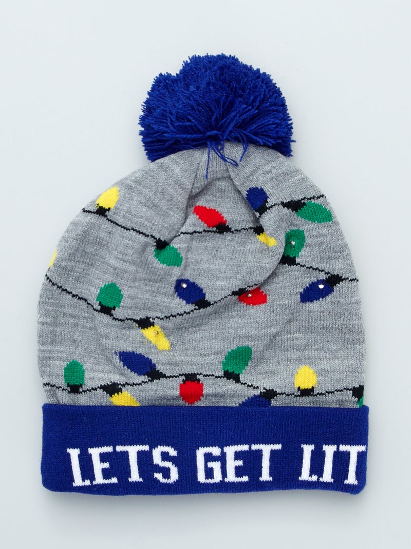 Gorro de Natal com led e pompons BEGE - Kiabi