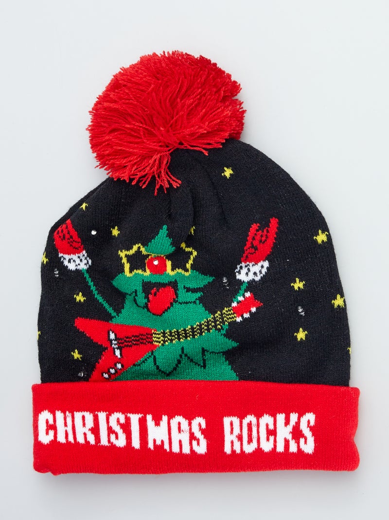 Gorro de Natal com led e pompons VERDE - Kiabi