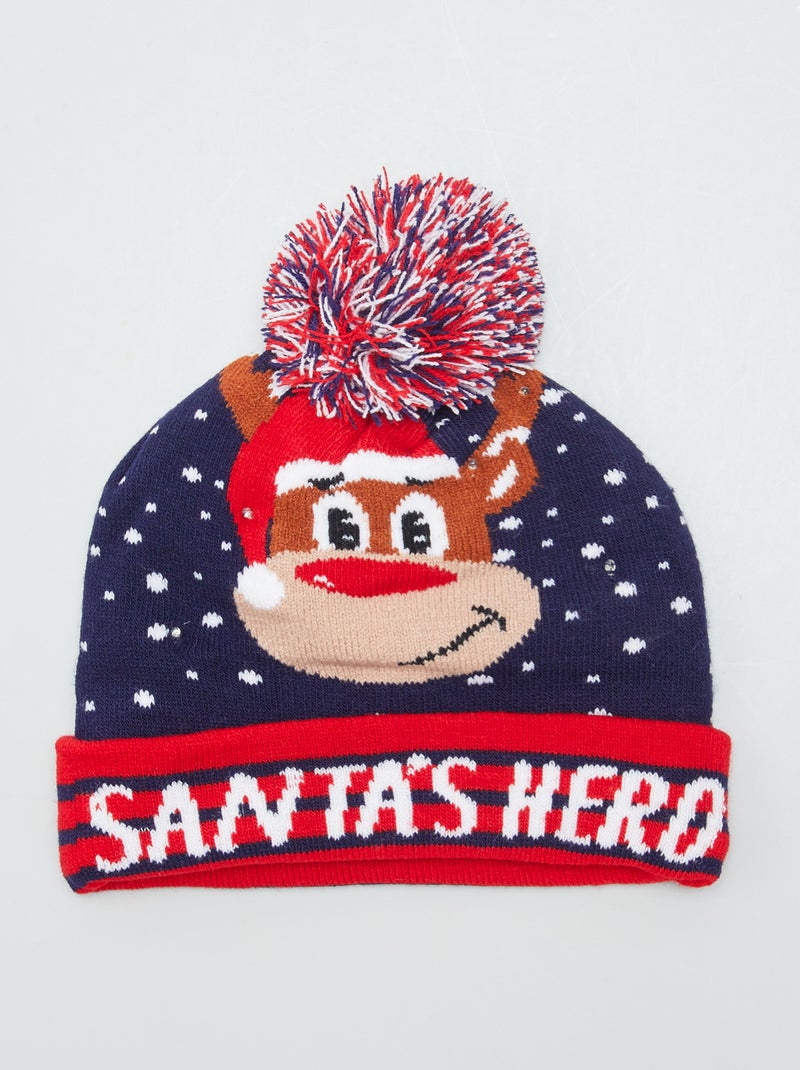 Gorro de Natal com luzes Azul - Kiabi