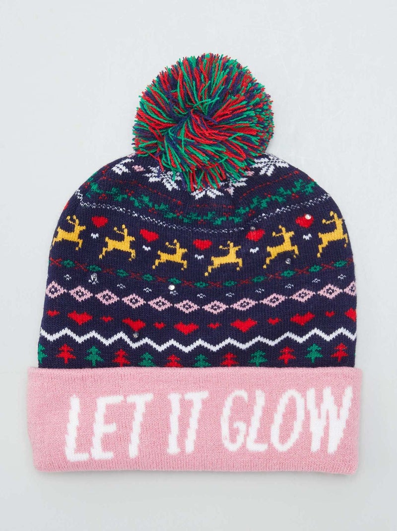 Gorro de Natal com luzes ROSA - Kiabi