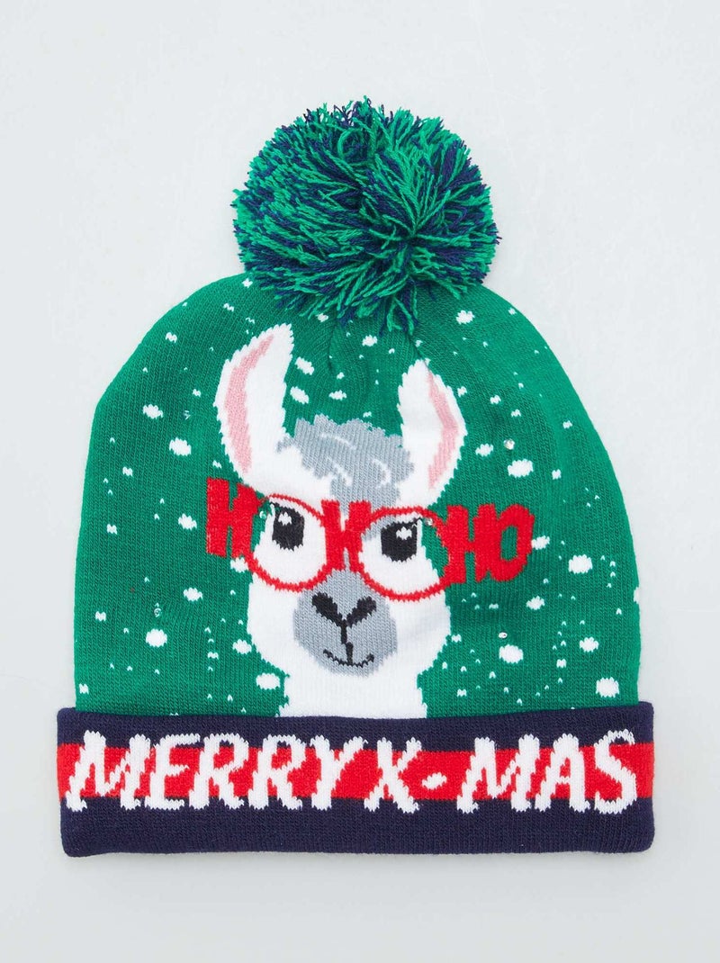 Gorro de Natal com luzes VERDE - Kiabi