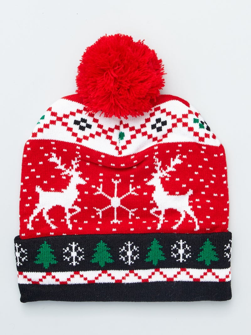 Gorro de Natal com pompom Vermelho - Kiabi