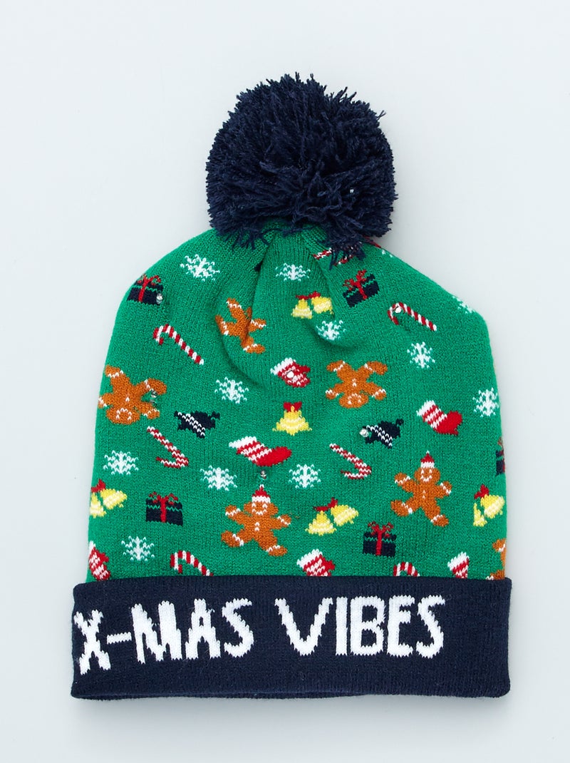 Gorro de Natal luminoso Verde - Kiabi