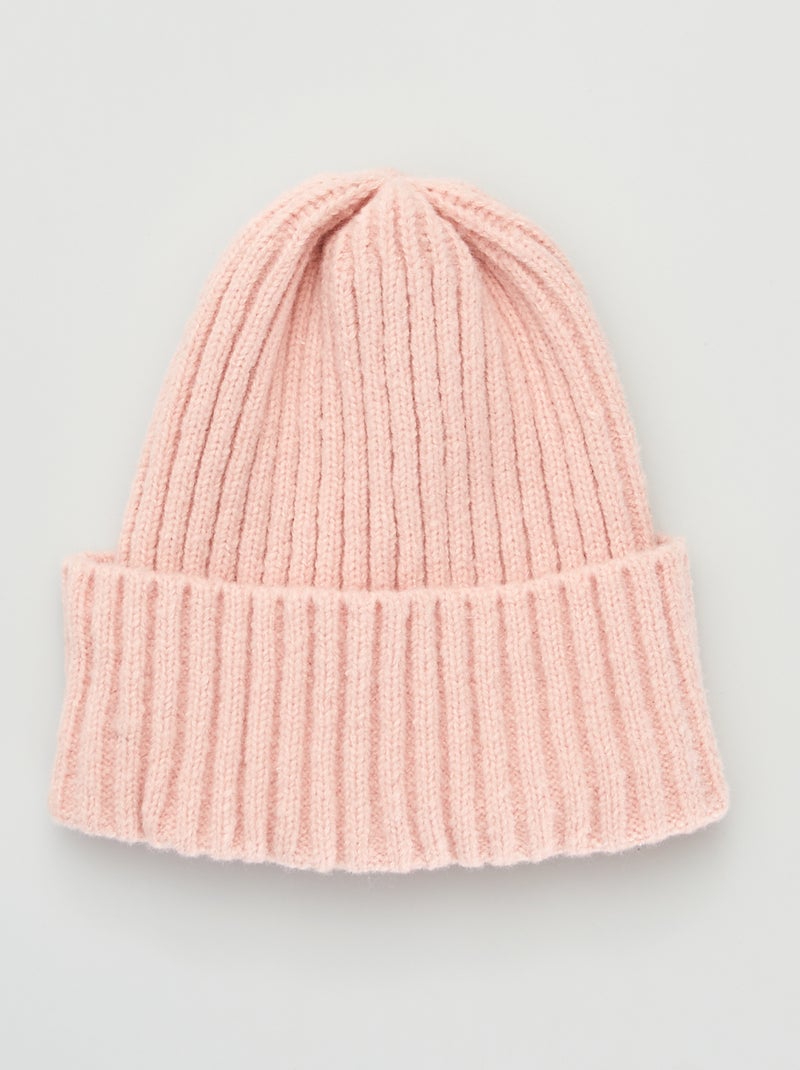 Gorro em malha canelada ROSA - Kiabi