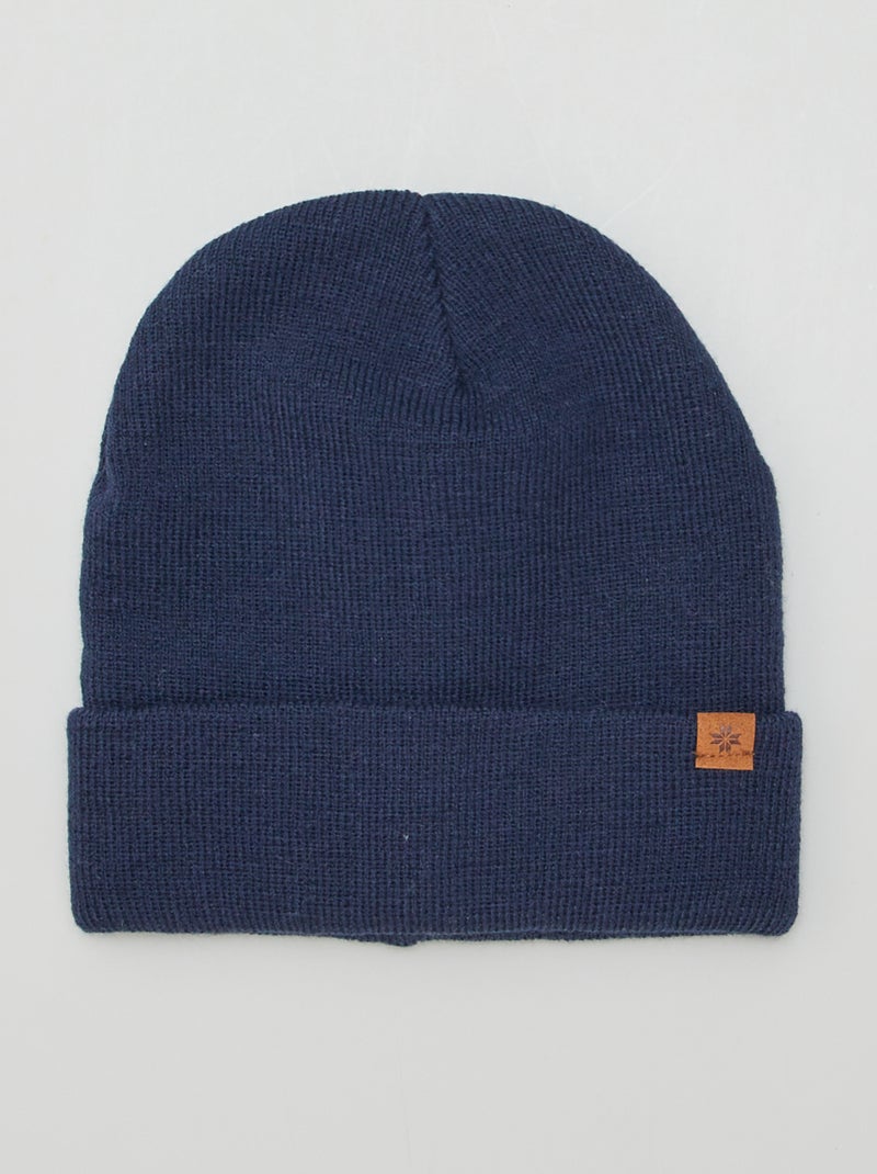 Gorro em malha com dobra AZUL - Kiabi