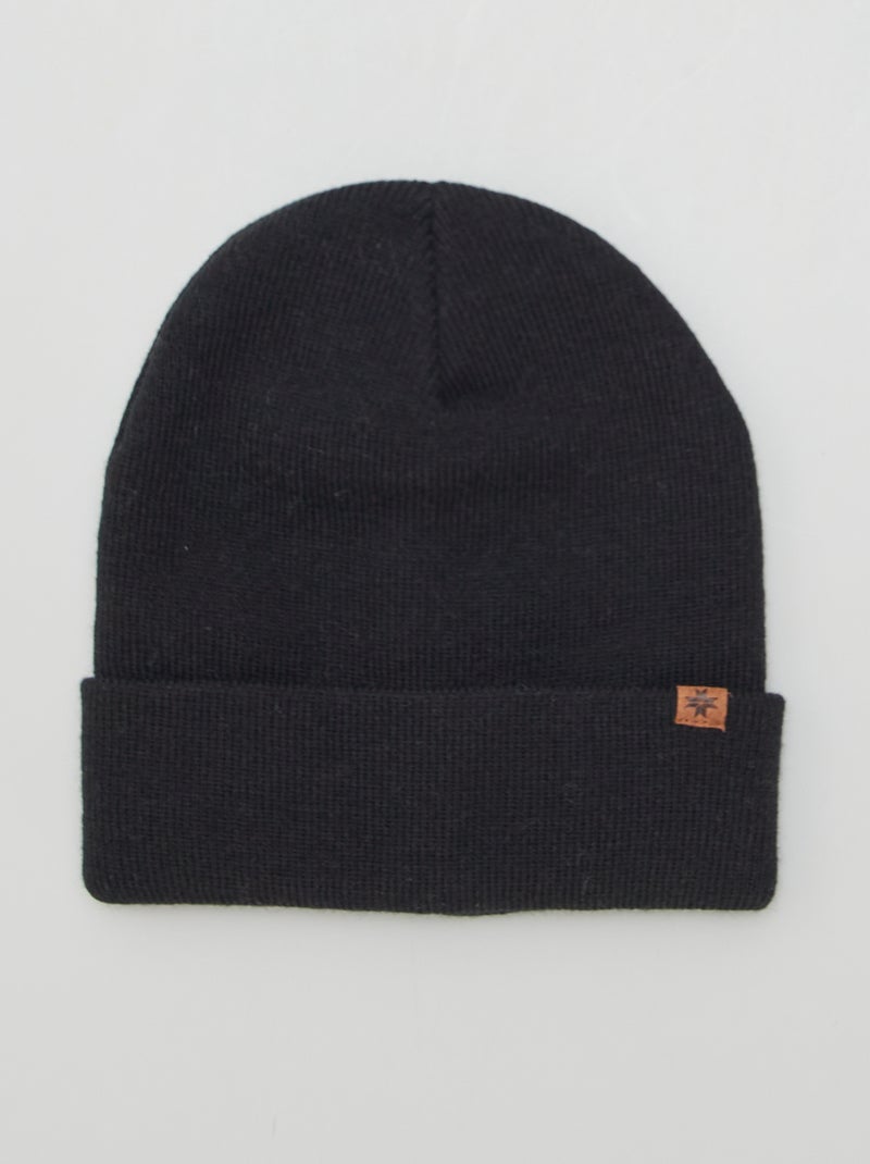Gorro em malha com dobra PRETO - Kiabi