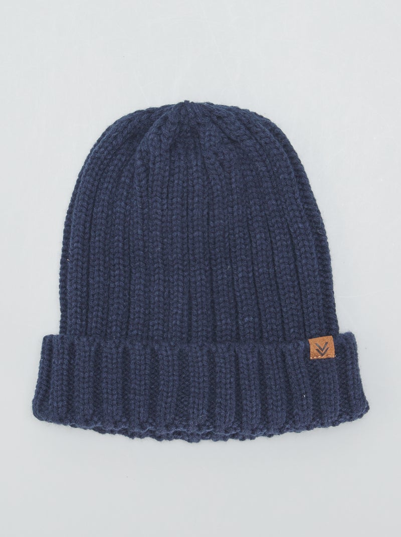 Gorro em malha de tricô AZUL - Kiabi