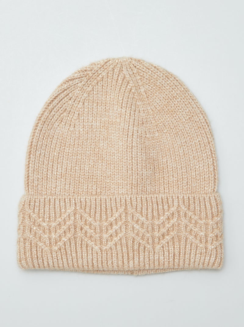 Gorro em malha de tricô BEGE - Kiabi