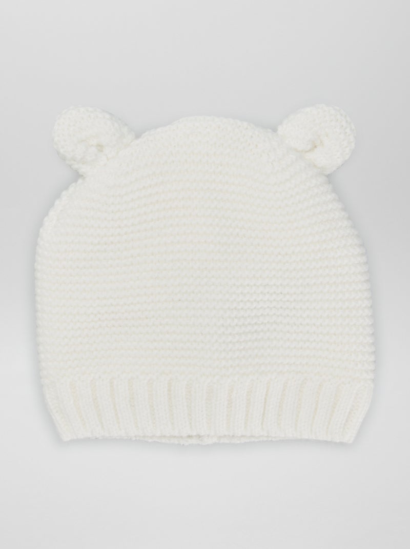 Gorro em malha de tricô BRANCO - Kiabi