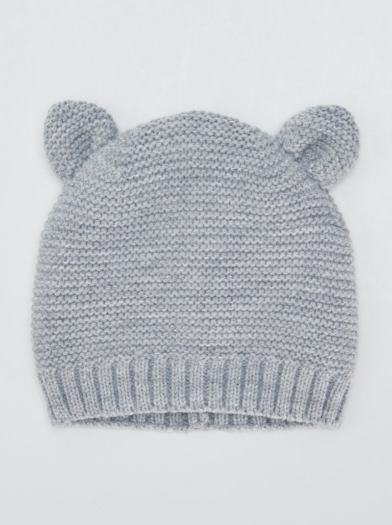 Gorro em malha de tricô CINZA - Kiabi
