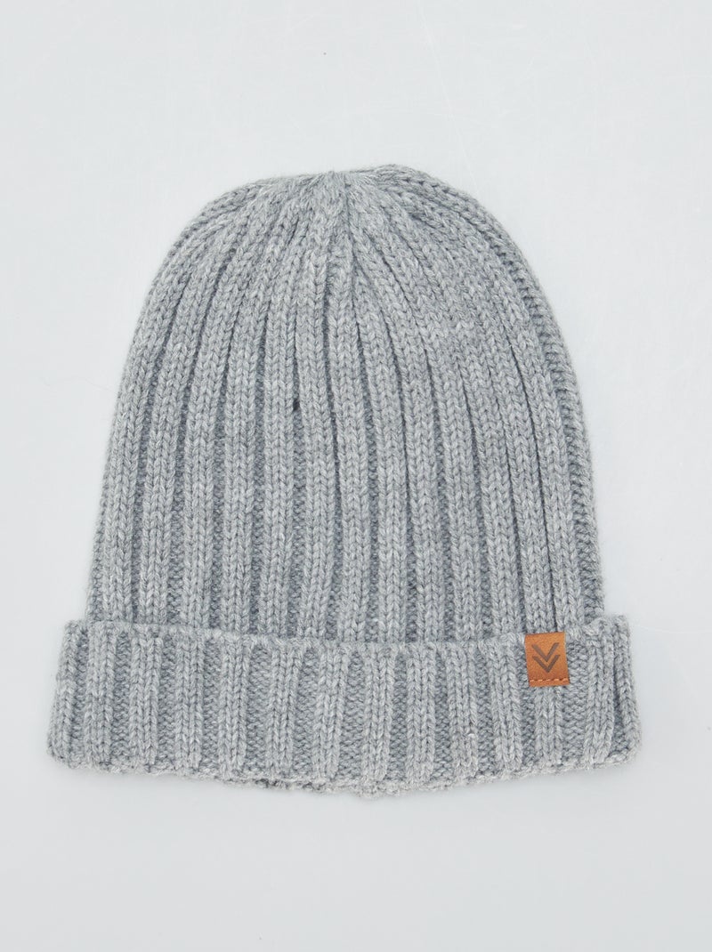 Gorro em malha de tricô CINZA - Kiabi