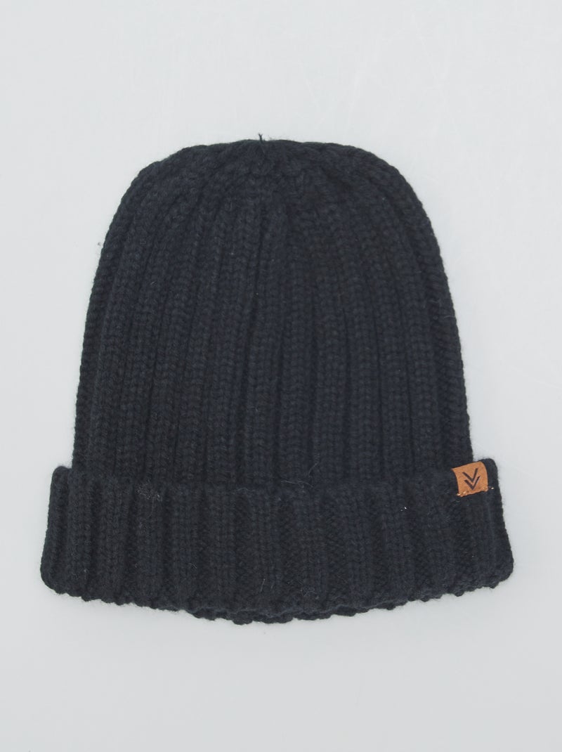 Gorro em malha de tricô PRETO - Kiabi