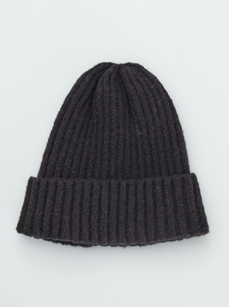 Gorro em malha de tricô Preto - Kiabi