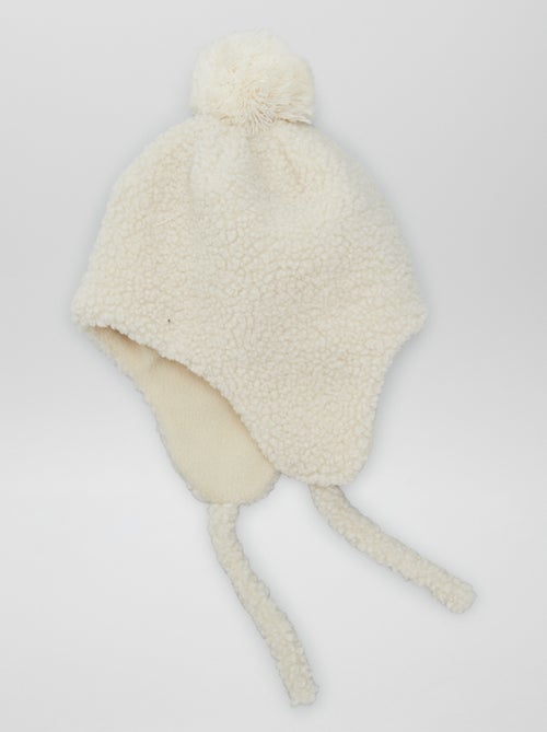 Gorro em malha efeito lã de carneiro com pompom - Kiabi