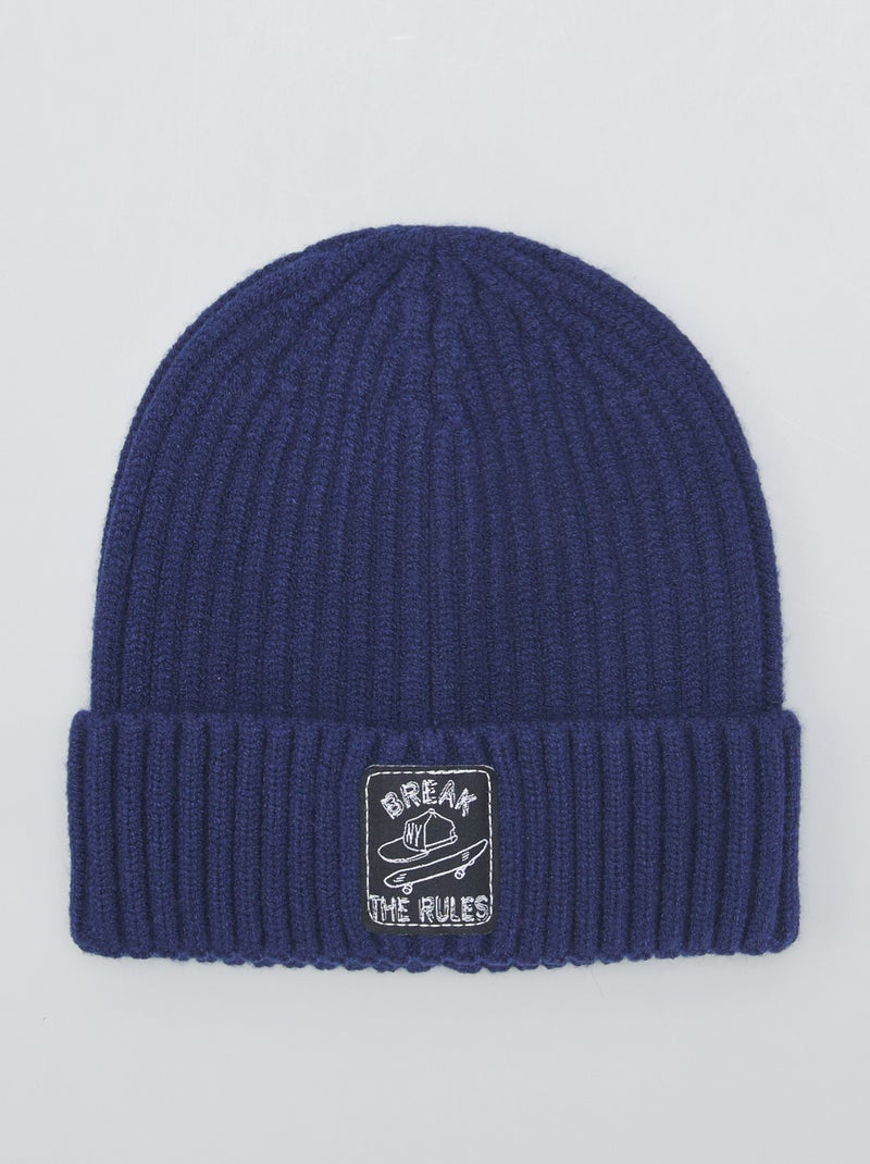 Gorro em malha nervurada AZUL - Kiabi