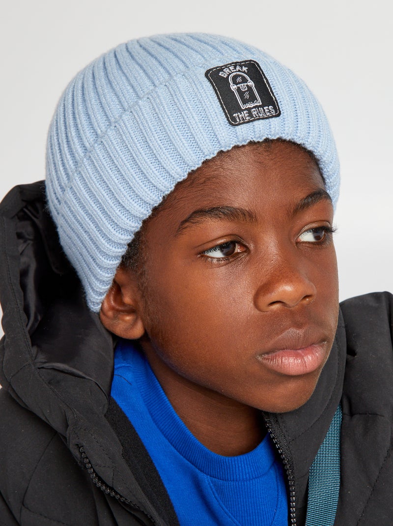 Gorro em malha nervurada AZUL - Kiabi