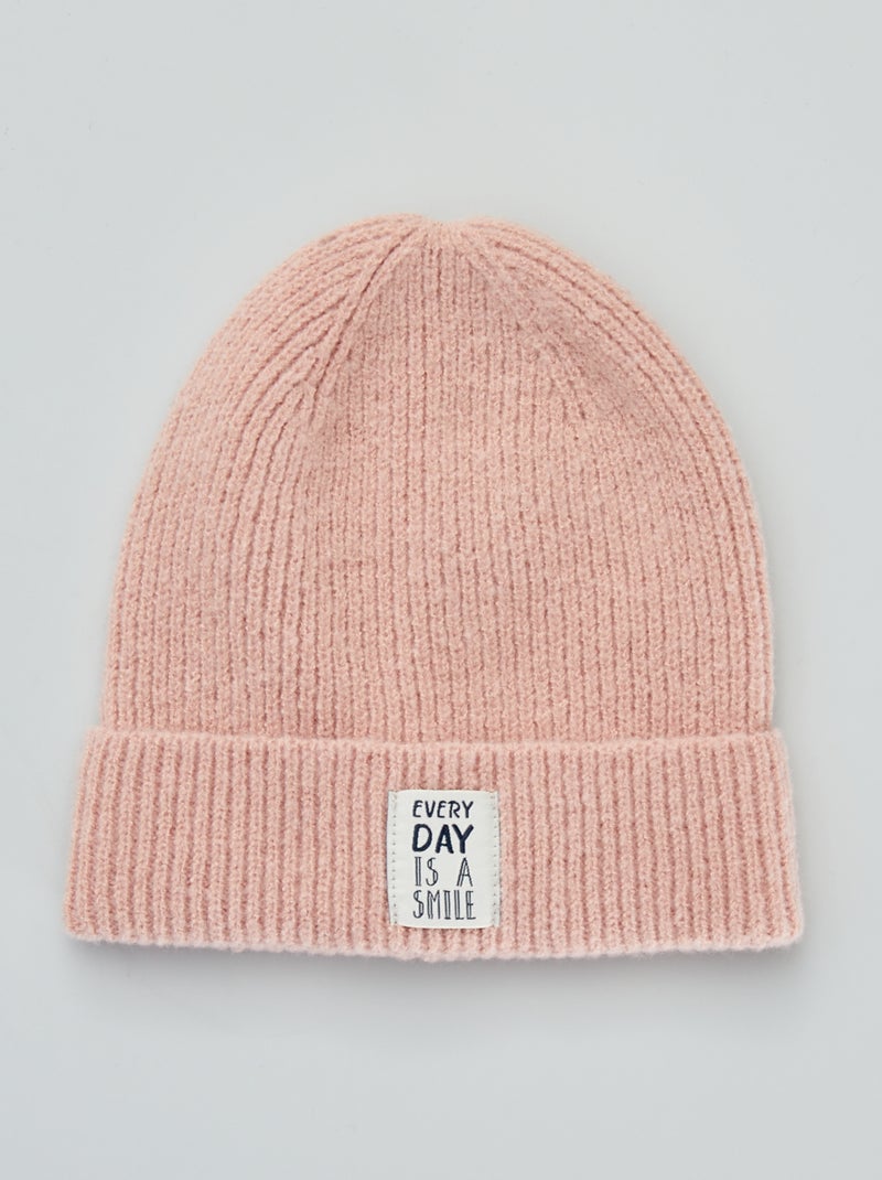 Gorro em malha nervurada com dobra ROSA - Kiabi