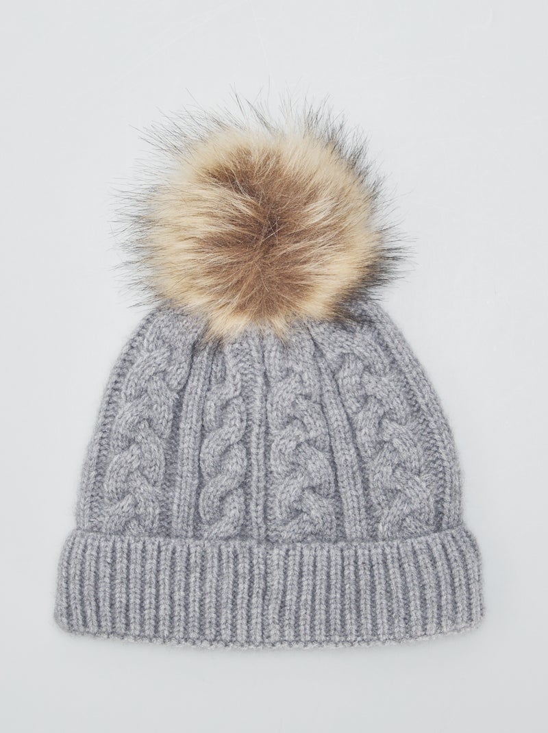 Gorro em malha torcida CINZA - Kiabi