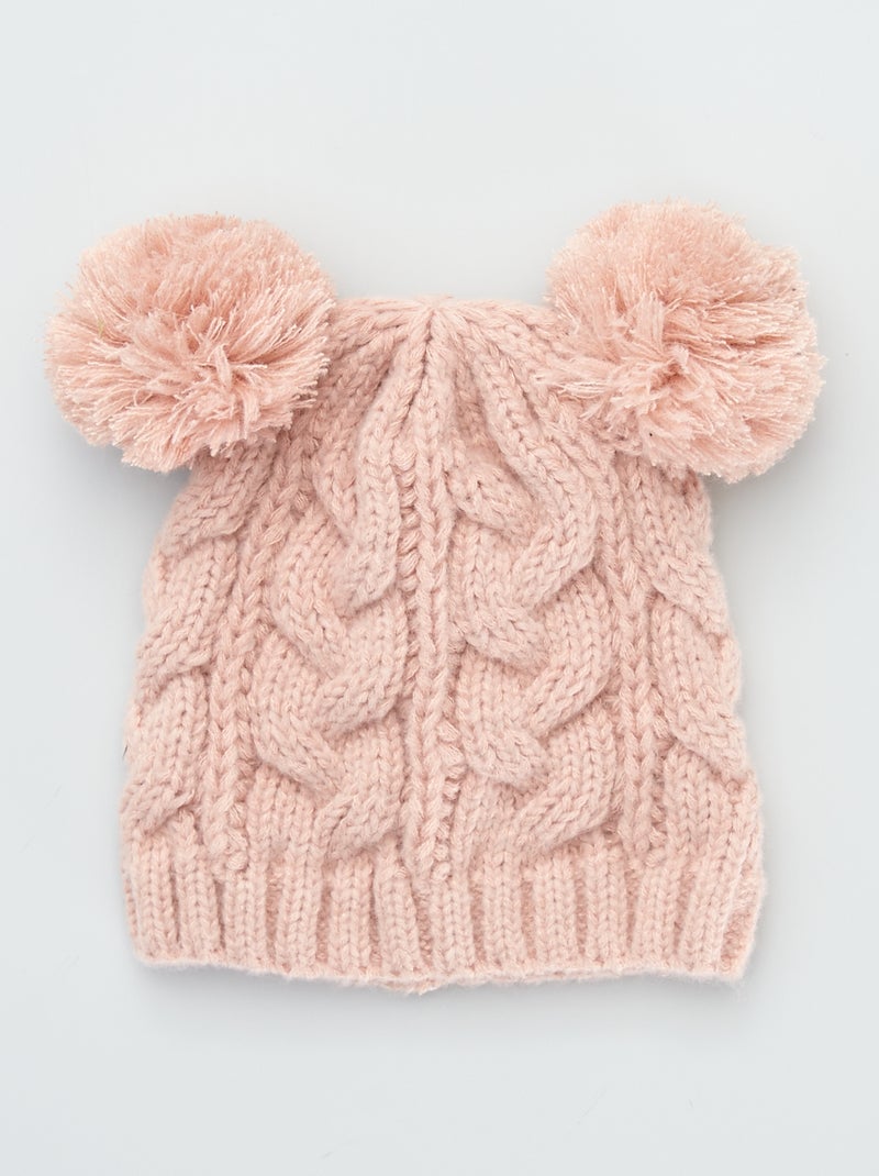 Gorro em malha torcida Rosa - Kiabi