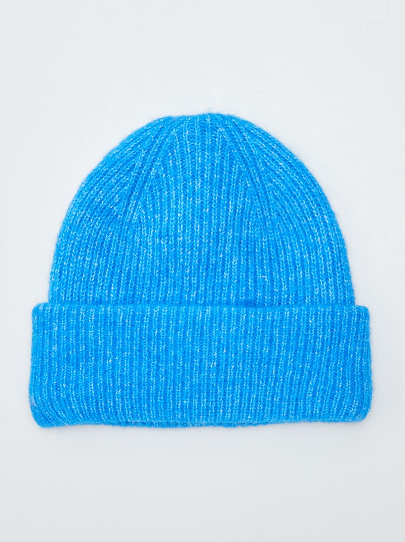 Gorro em tricô canelado AZUL - Kiabi