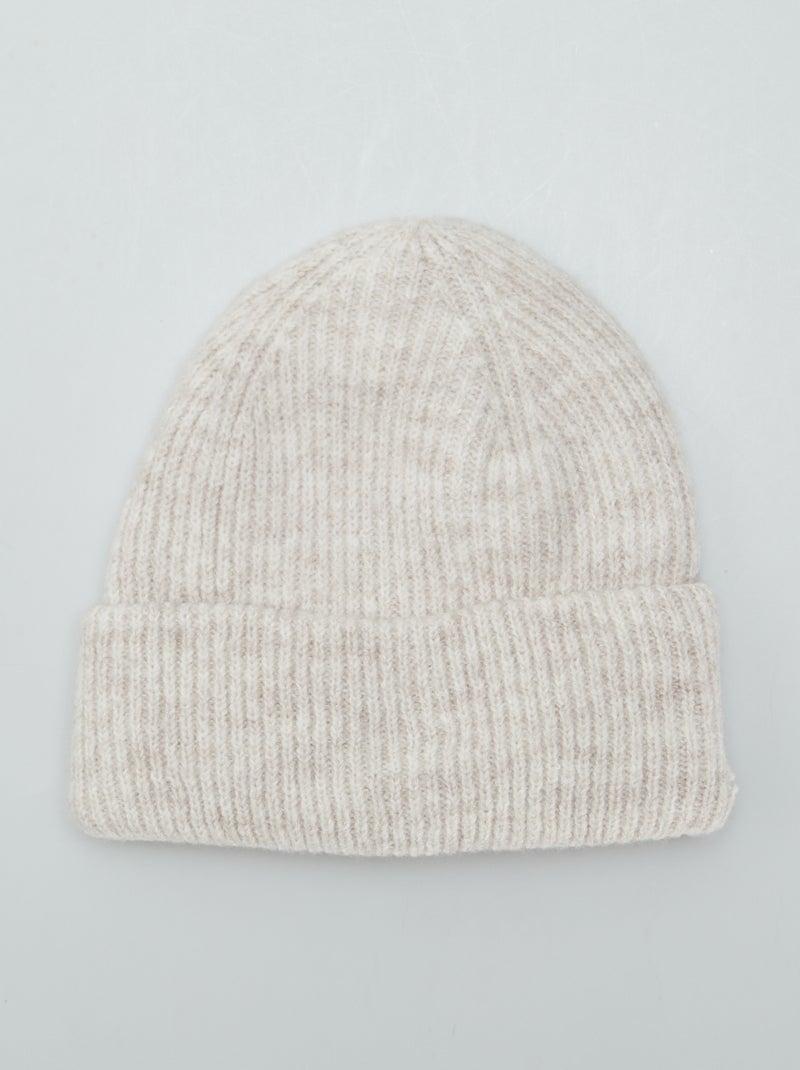 Gorro em tricô canelado BRANCO - Kiabi