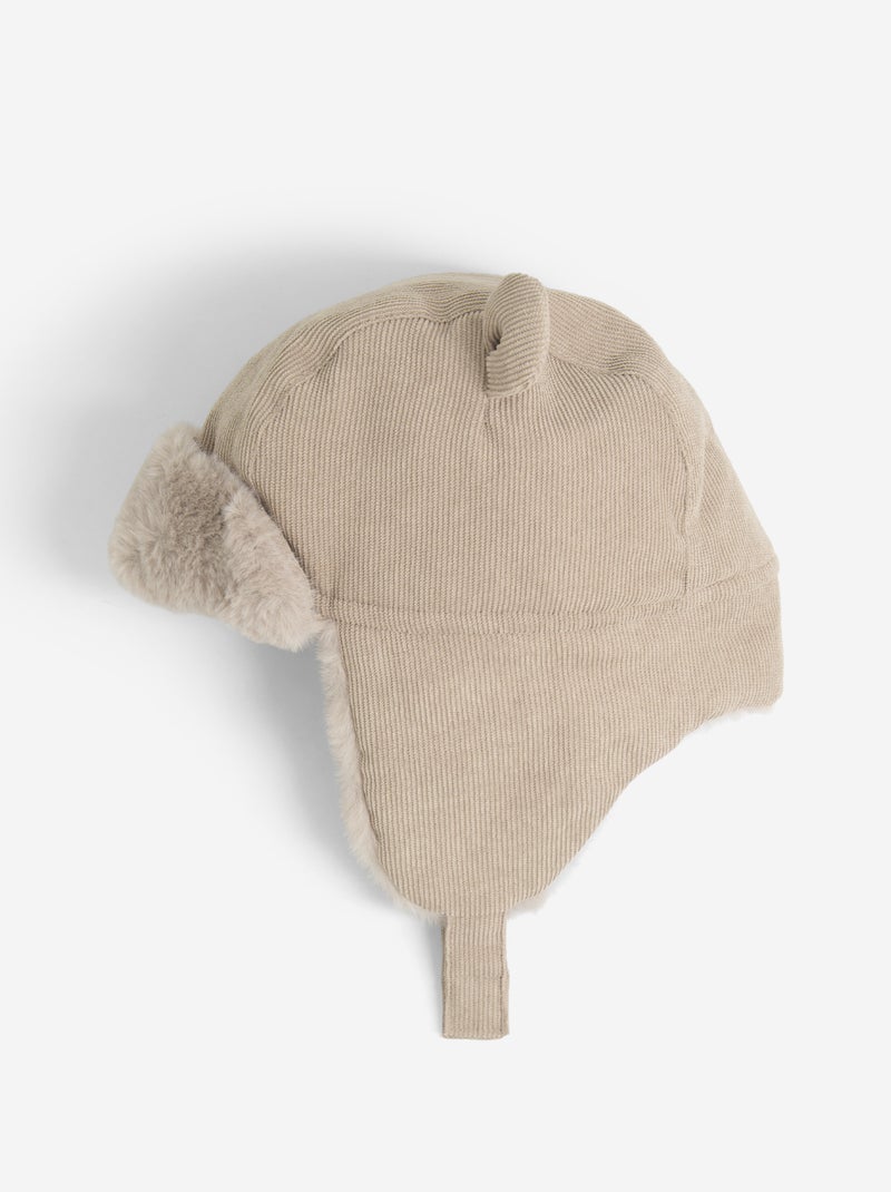 Gorro forrado com orelhas divertidas na parte superior Bege - Kiabi