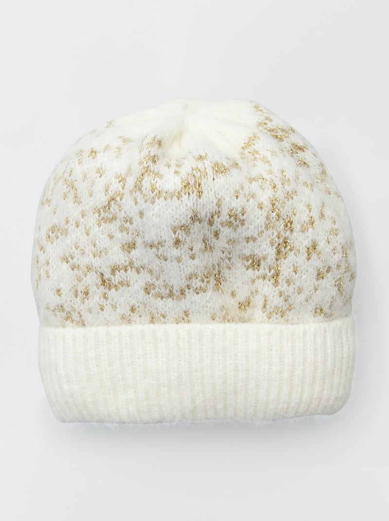 Gorro forrado e malha brilhante BRANCO - Kiabi