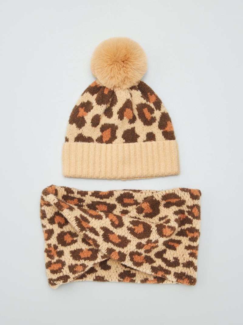Gorro + Gola 'leopardo' CASTANHO - Kiabi