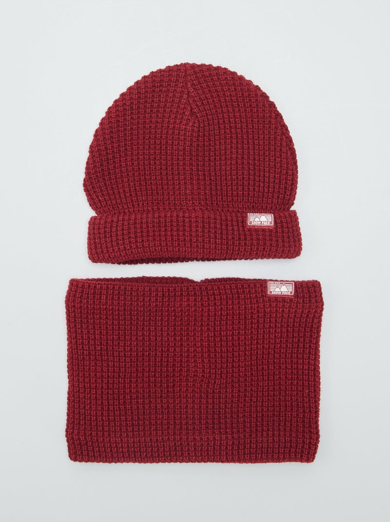 Gorro + gola snood em malha nacarada VERMELHO - Kiabi