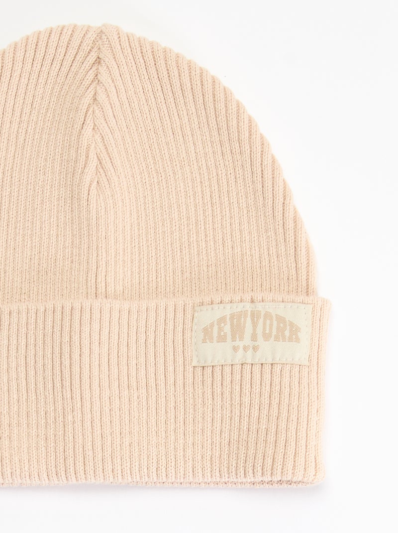 Gorro liso com dobra Bege - Kiabi