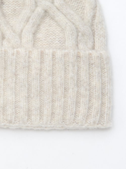 Gorro liso e canelado com pompom - Kiabi