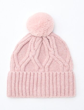 Gorro liso e canelado com pompom