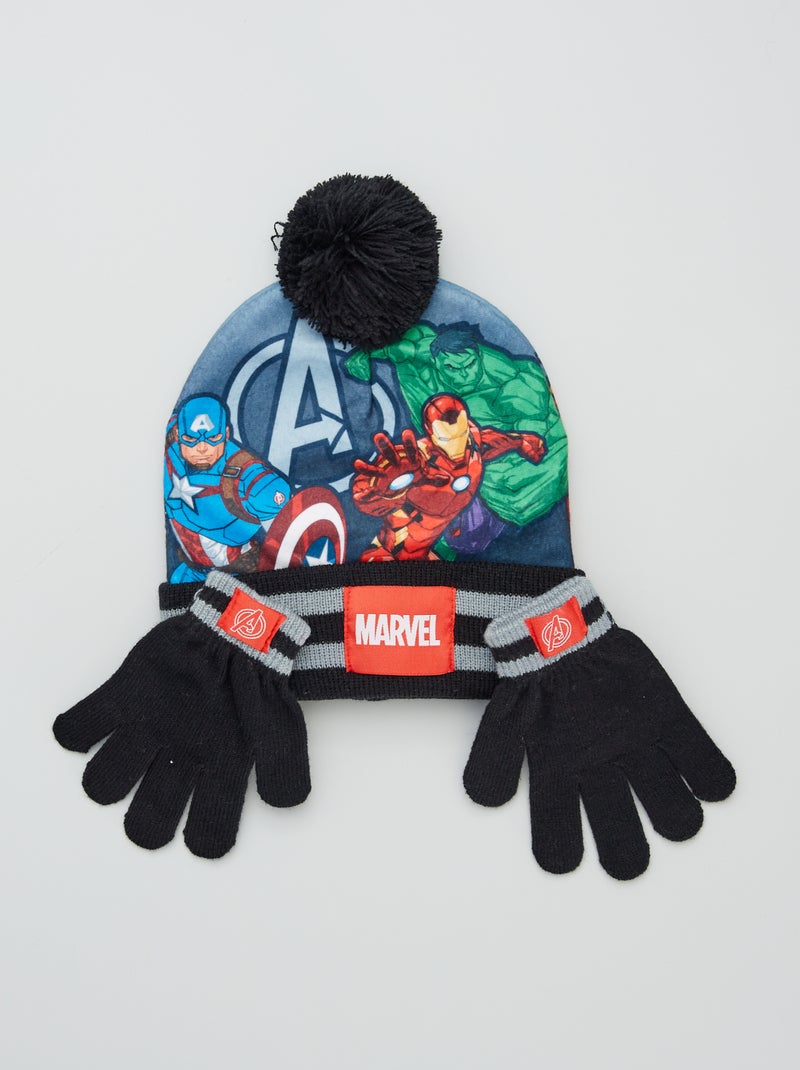 Gorro + luvas 'Vingadores' Preto - Kiabi