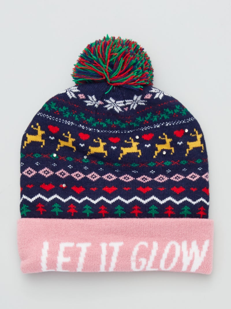 Gorro 'Merry Christmas' com LED BEGE - Kiabi