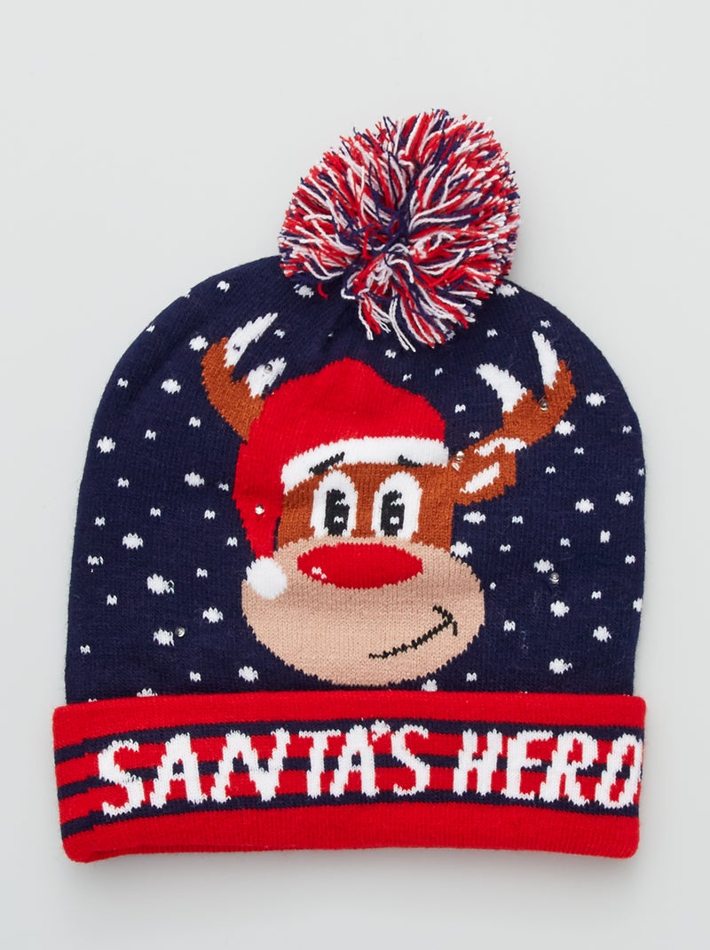 Gorro 'Merry Christmas' com LED PRETO - Kiabi