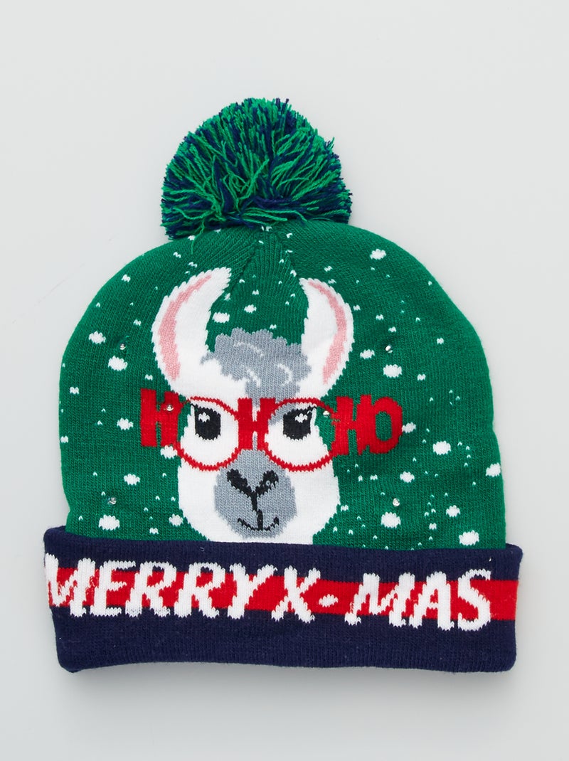 Gorro 'Merry Christmas' com LED VERDE - Kiabi