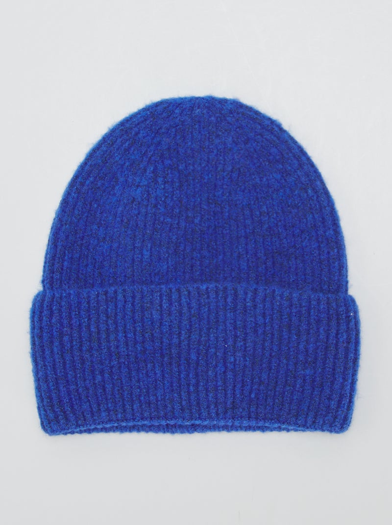 Gorro nervurado com dobra larga AZUL - Kiabi
