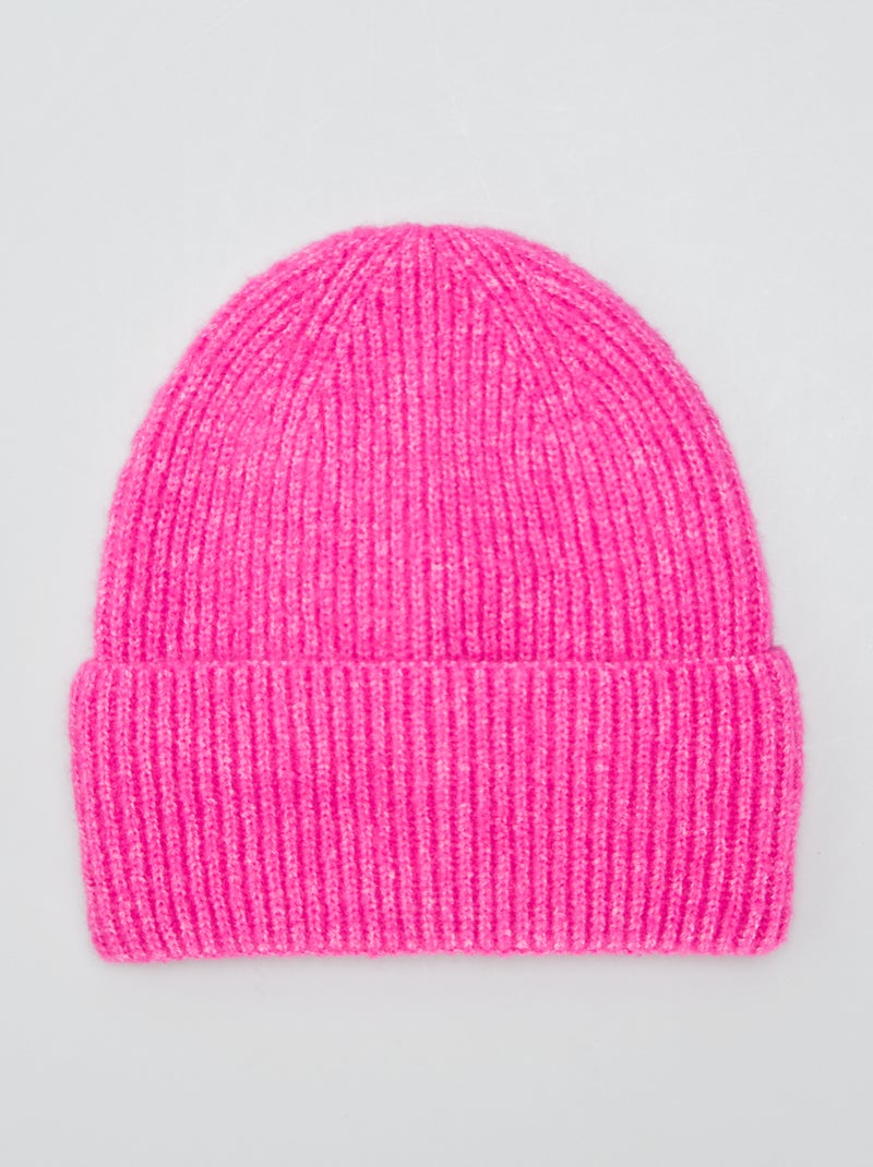 Gorro nervurado com dobra larga ROSA - Kiabi