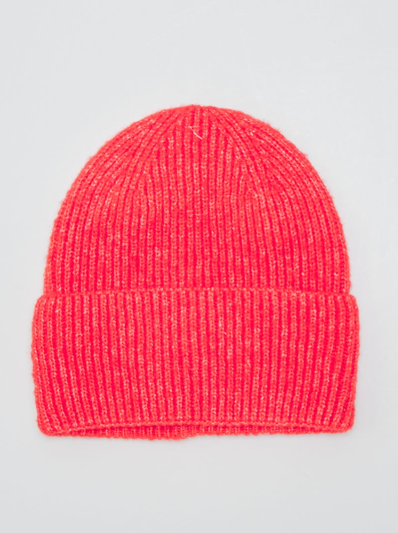 Gorro nervurado com dobra larga VERMELHO - Kiabi