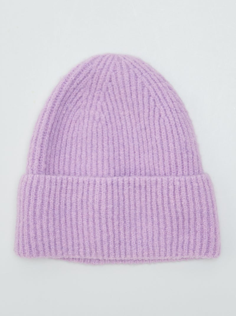 Gorro nervurado com dobra larga VIOLETA - Kiabi