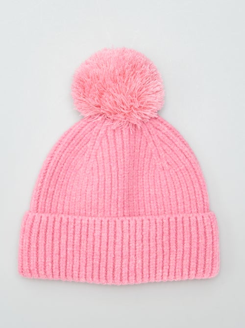 Gorro nervurado com pompom - Kiabi