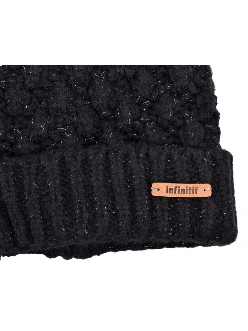 Gorro Pompon INFINITF Mulher Preto - Kiabi