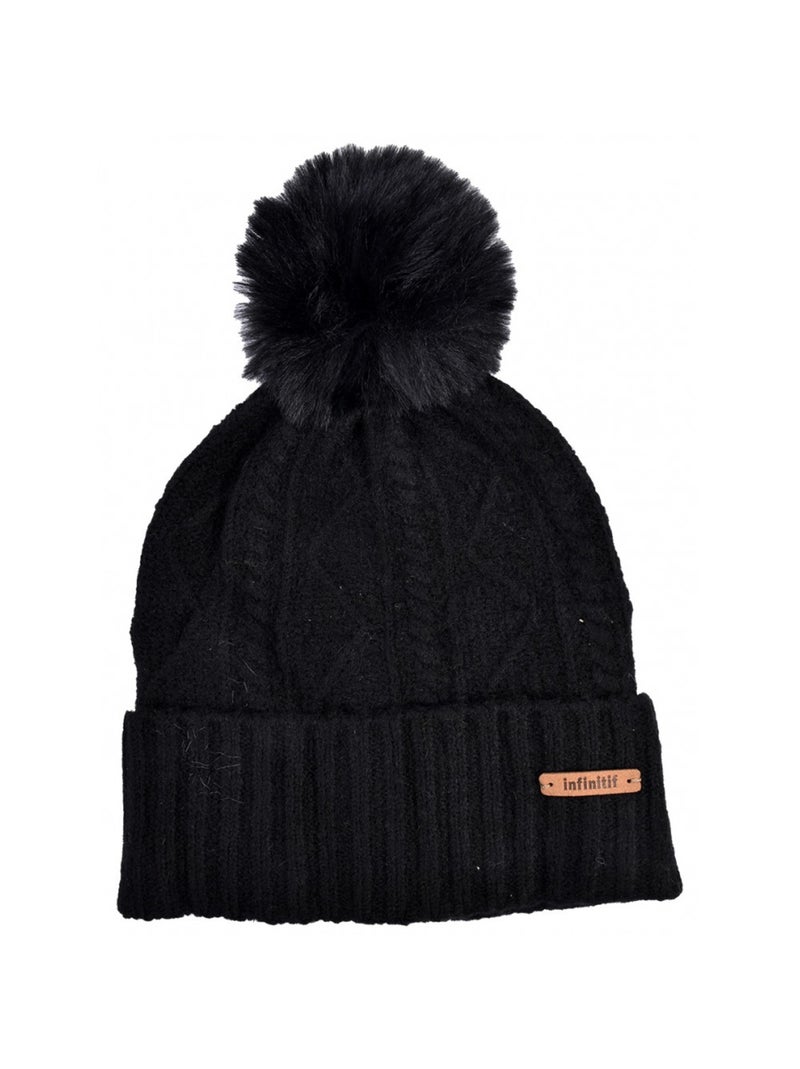 Gorro Pompon INFINITF Mulher Preto - Kiabi